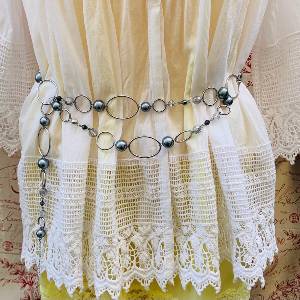 Lia Sophia Silver Ring Oval Bead Belt/Necklace 46L